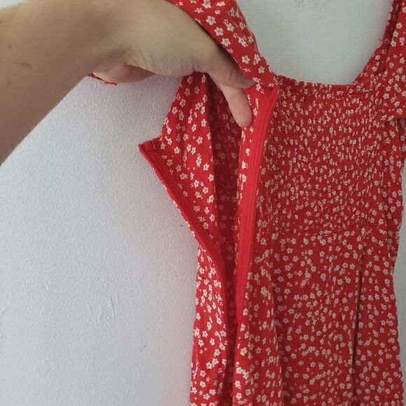 Zara Red Floral Mini Dress S - Picture 6 of 7